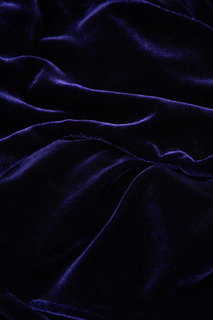 Bishop Sleeves Royal Purple Silk Velvet Dress