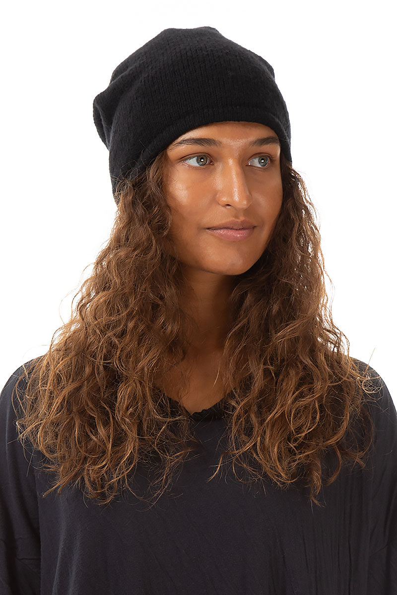 Black Wool Beanie Hat 1