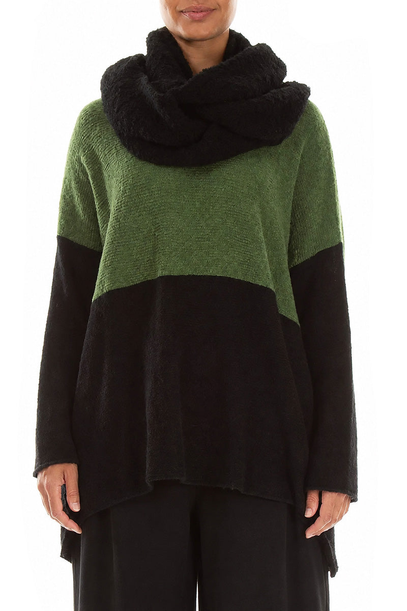 Black Alpaca Wool Infinity Scarf 1