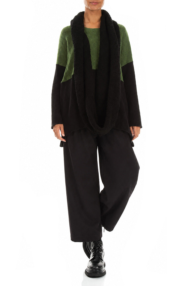 Black Alpaca Wool Infinity Scarf 2