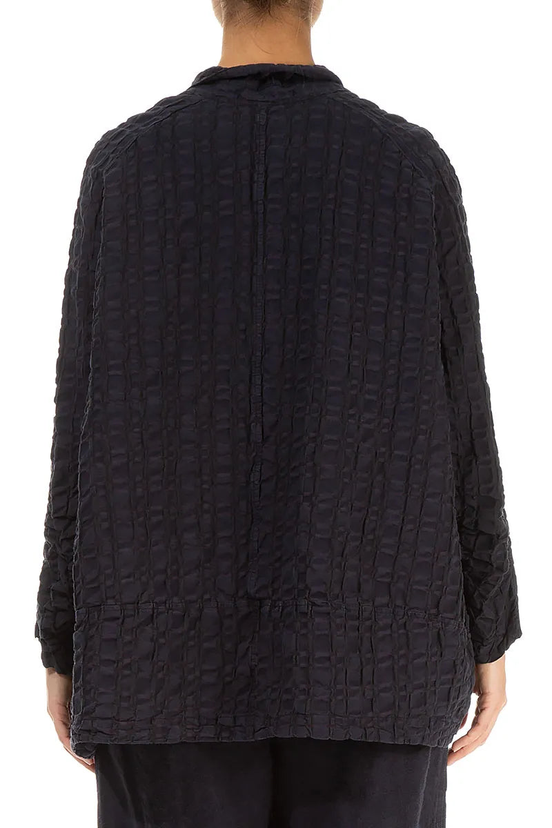Black Checkered Linen Cotton Jacket