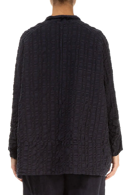 Black Checkered Linen Cotton Jacket