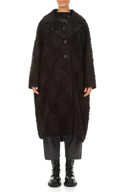 Black Feathered Cocoon Jacket