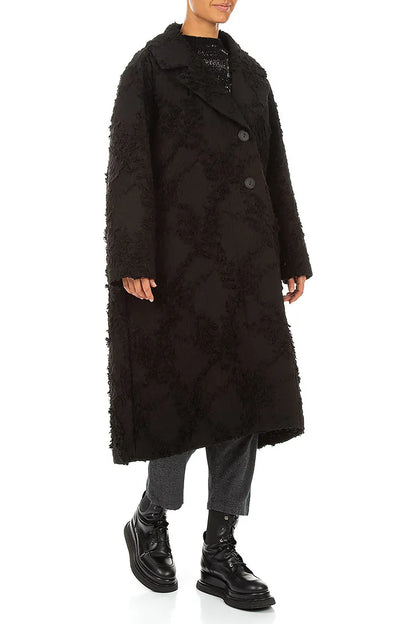 Black Feathered Cocoon Jacket