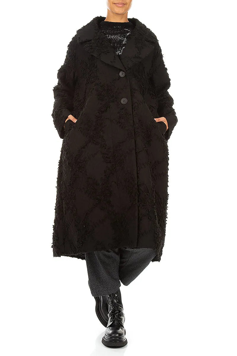 Black Feathered Cocoon Jacket