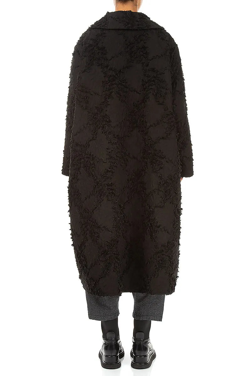Black Feathered Cocoon Jacket
