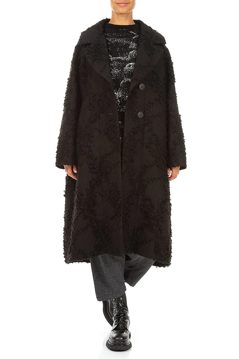 Black Feathered Cocoon Jacket