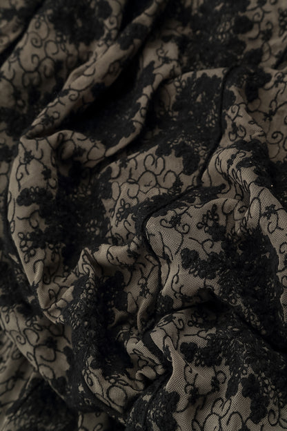 Black Floral Cotton Lace Blouse