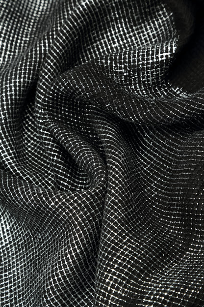 Black Foil Mesh Silk Blouse