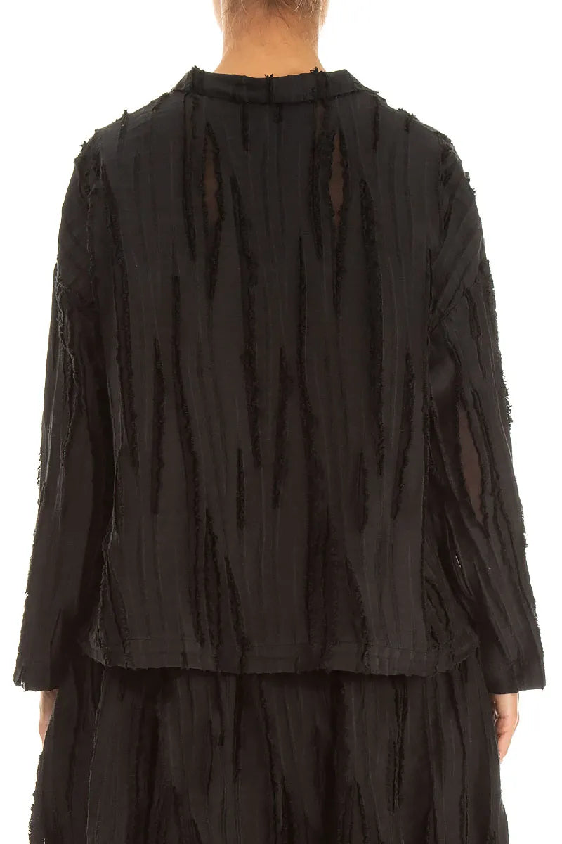 Black Fray Weave Jacket 2
