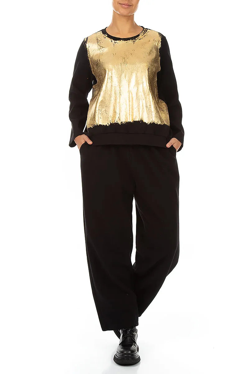 Black Gold Metallic Cotton Blouse 4