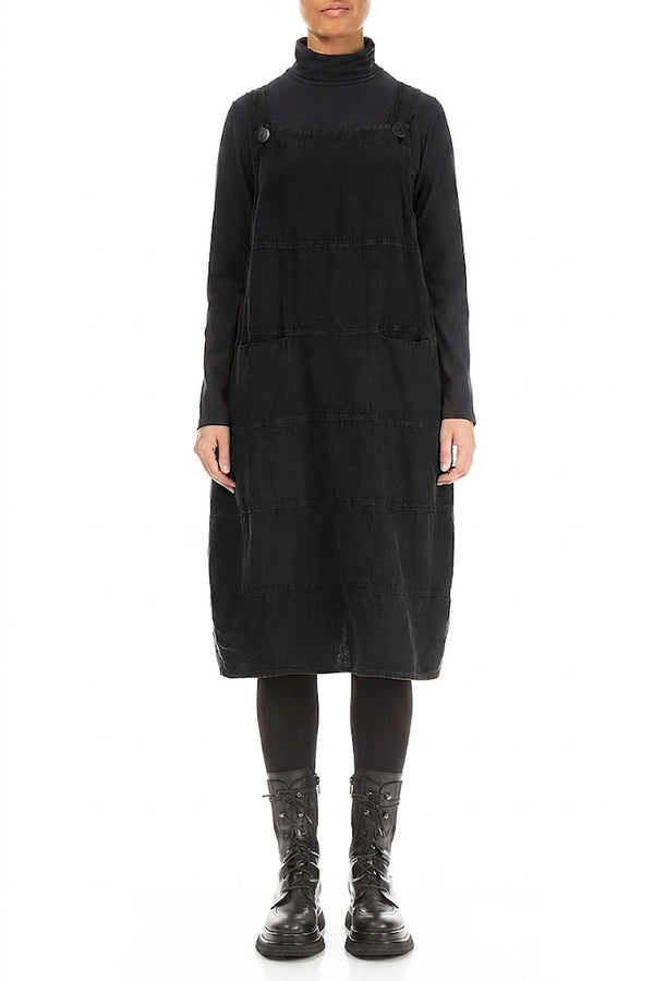 Robe salopette noire en Lin