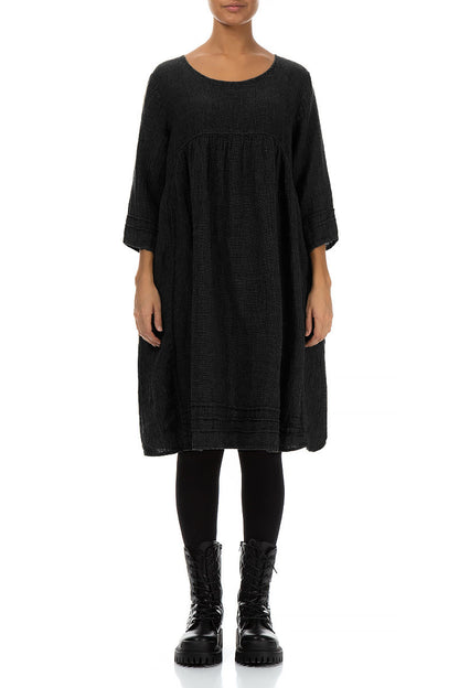 Black Mélange Linen Smock Dress 1