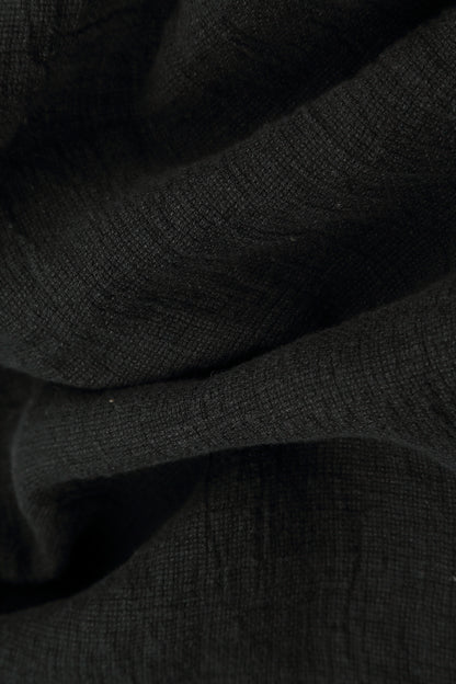 Schwarze melierte Leinenhose