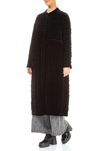 Veste en velours de soie plissé noir - Manteau