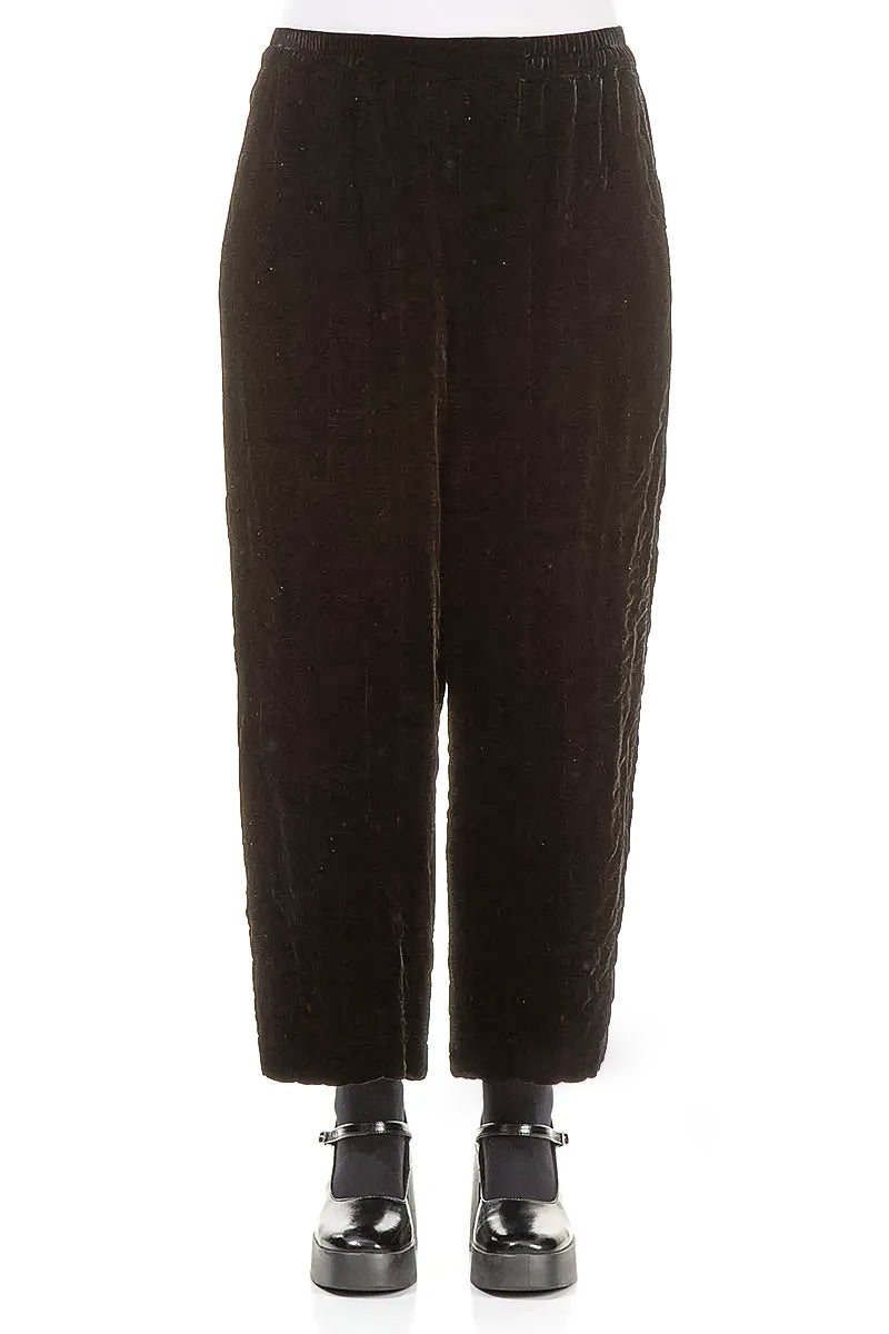 Black Pleated Silk Velvet Trousers