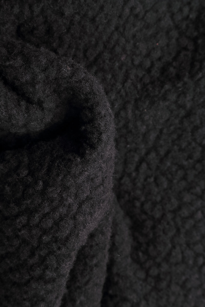 Black Plush Wool Cotton Tunic