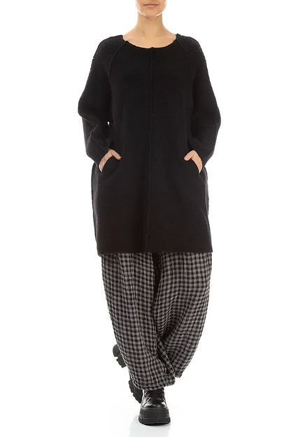 Black Plush Wool Cotton Tunic