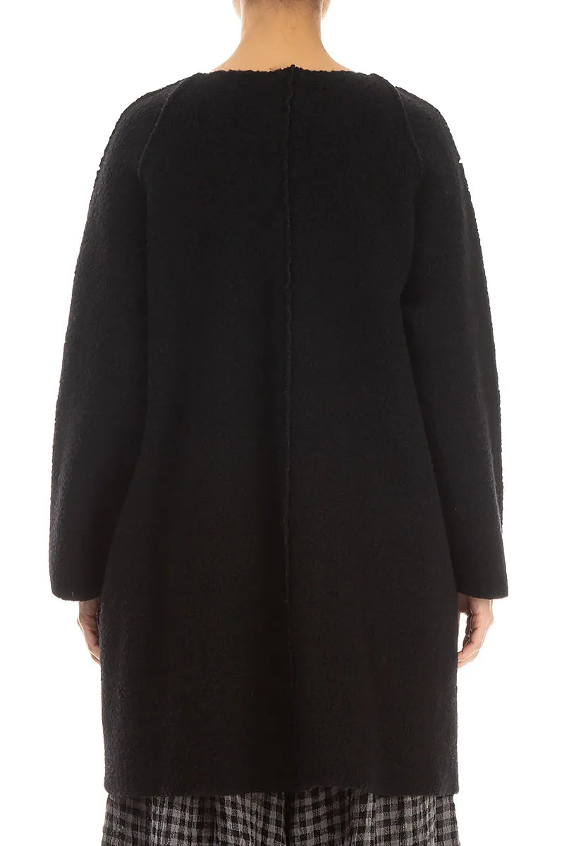 Black Plush Wool Cotton Tunic