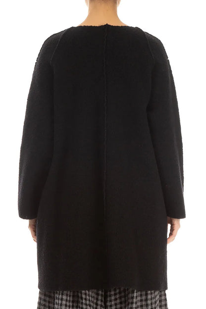 Black Plush Wool Cotton Tunic