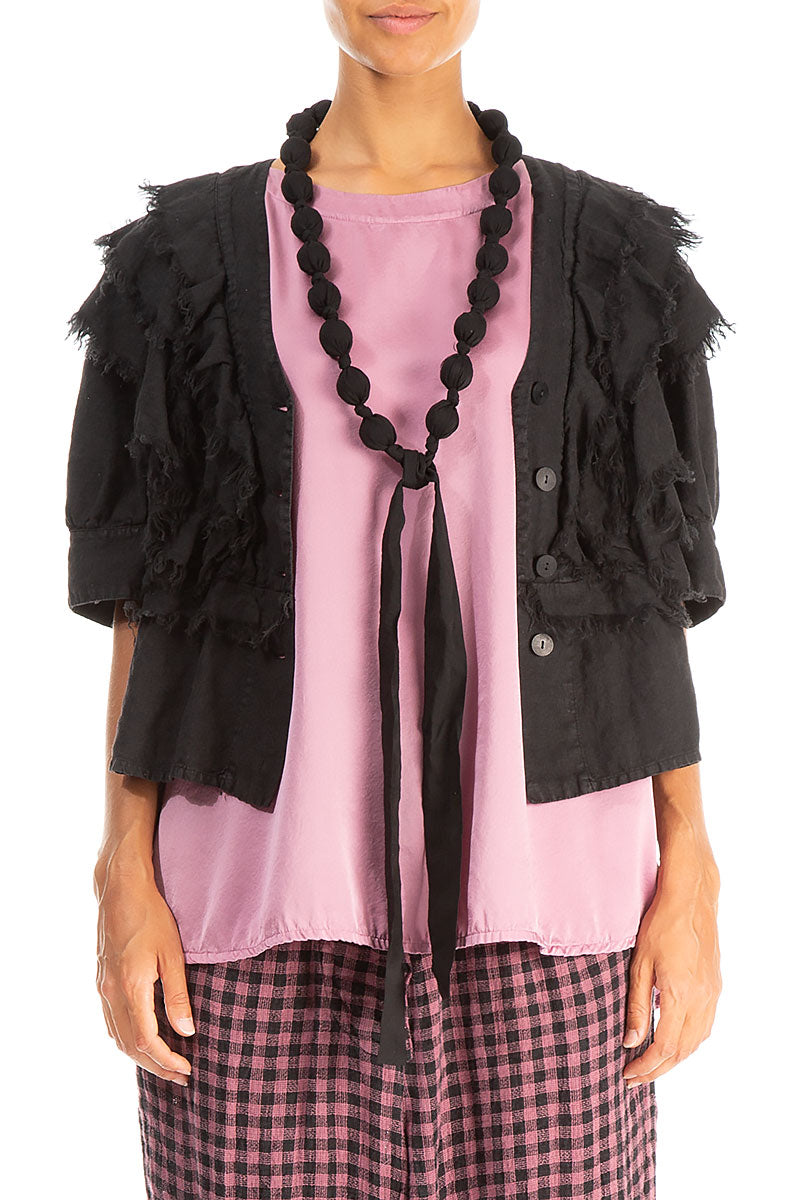 Black Silk Bead Necklace 1