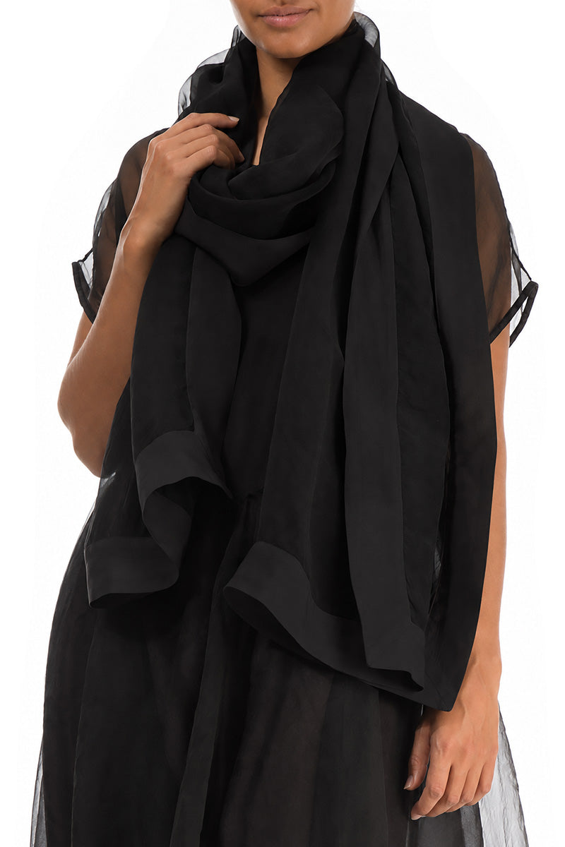 Black Silk Chiffon Scarf