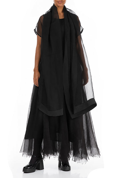 Black Silk Chiffon Scarf