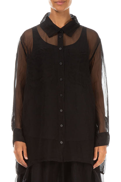 Black Silk Chiffon Shirt 1