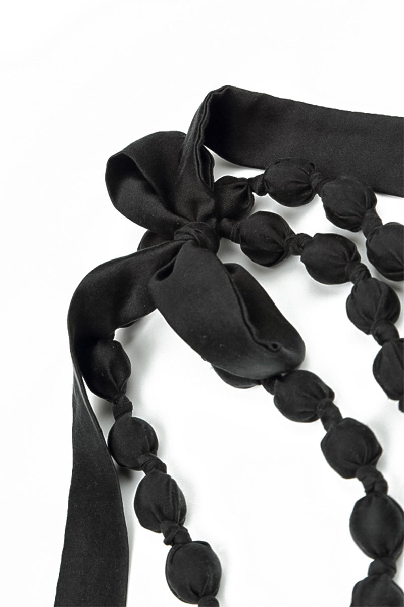 Black Silk Fine Bead Necklace