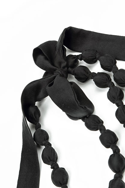 Black Silk Fine Bead Necklace