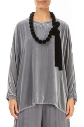 Black Silk Velvet Bead Necklace 1