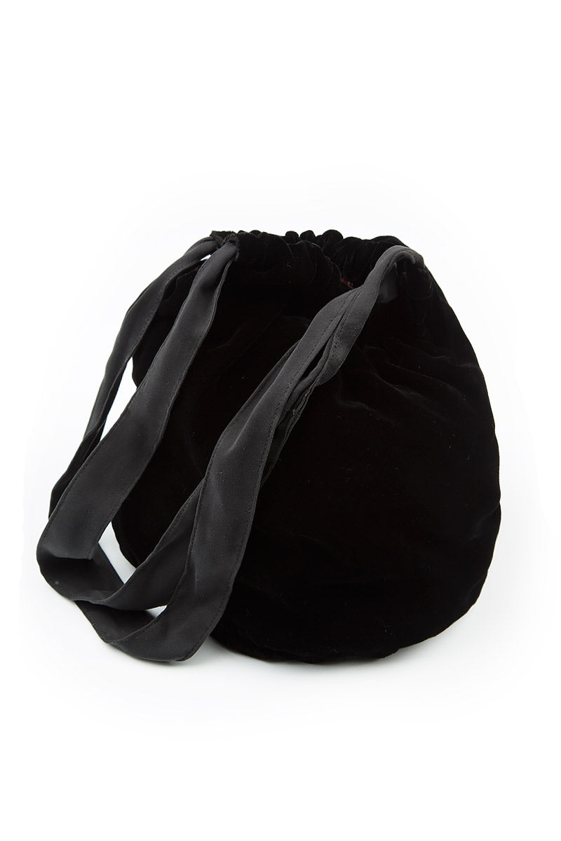 Black Silk Velvet Evening Hand Bag 2