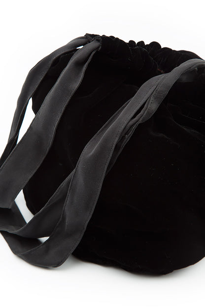 Black Silk Velvet Evening Hand Bag 5