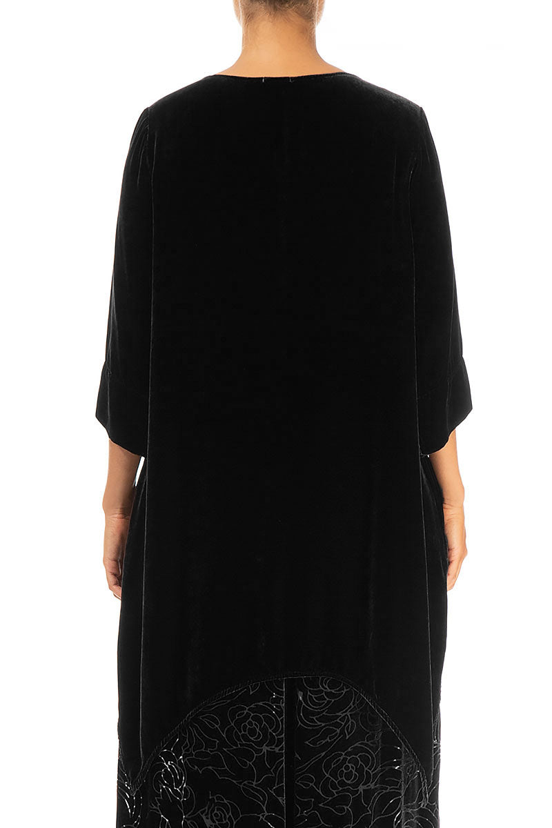 Asymmetric Black Silk Velvet Tunic 2