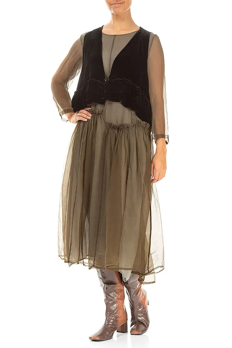 Black Silk Velvet Waistcoat