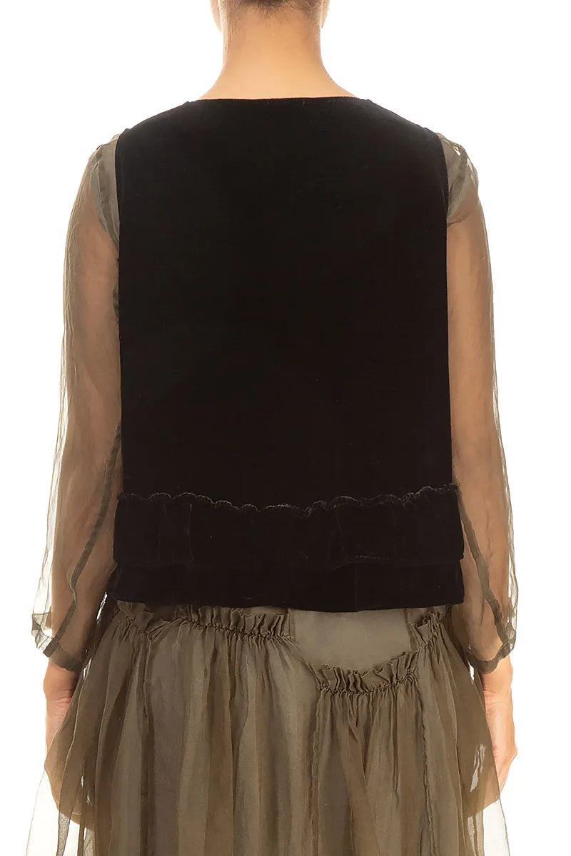 Black Silk Velvet Waistcoat