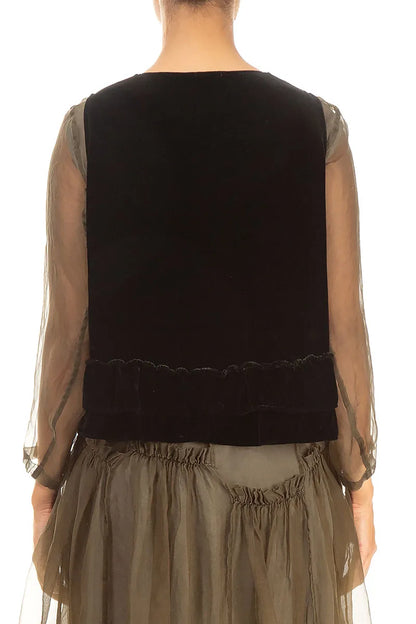 Black Silk Velvet Waistcoat