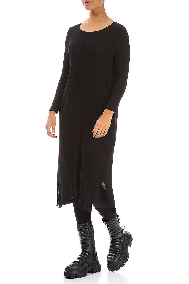 Black Silk Viscose Shift Dress 3