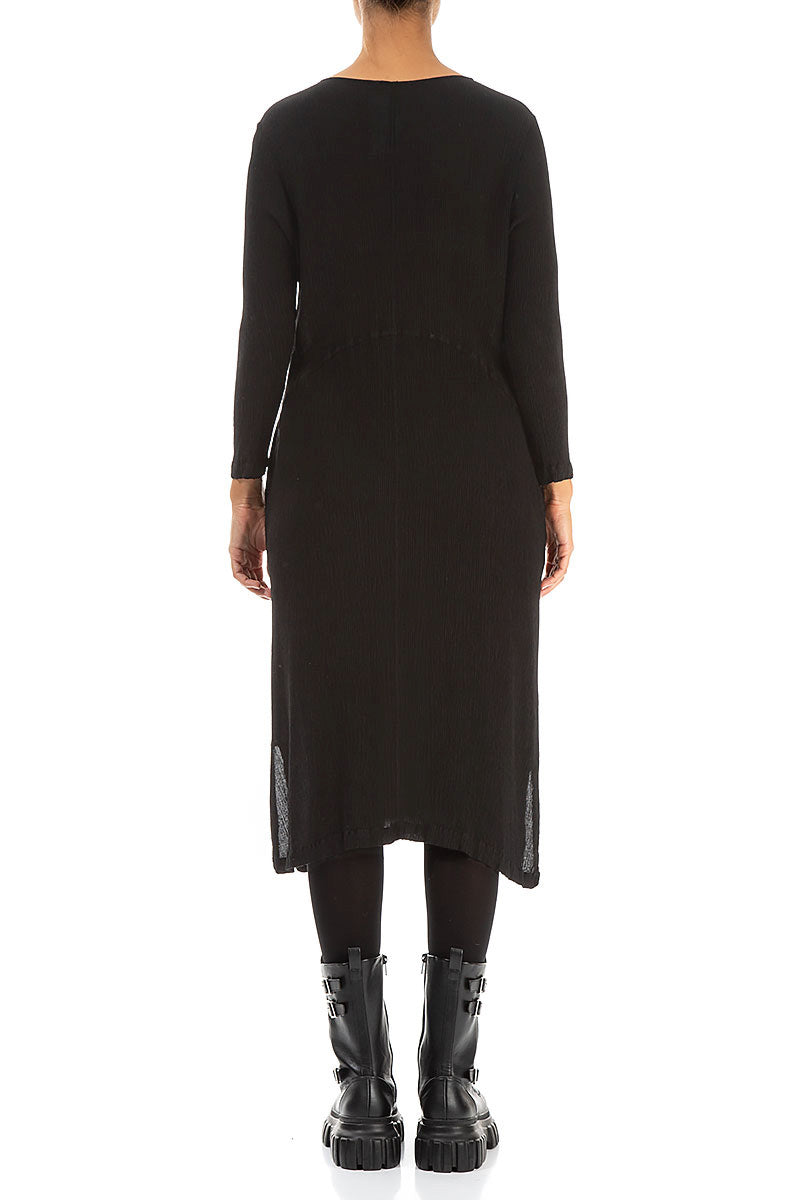 Black Silk Viscose Shift Dress 2