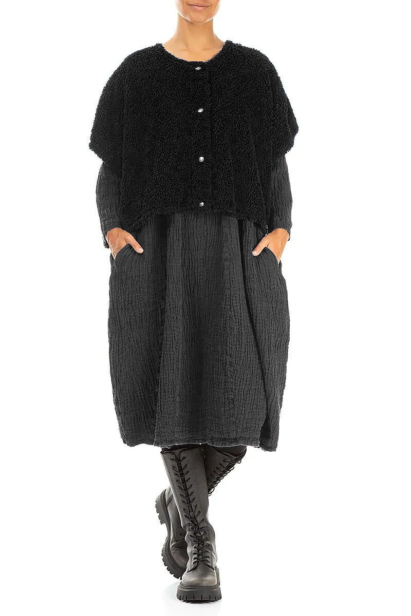 Schwarze Teddy-Baumwollweste