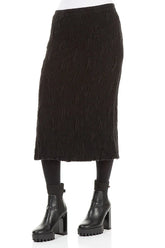 Black Textured Silk Linen Pencil Skirt 3