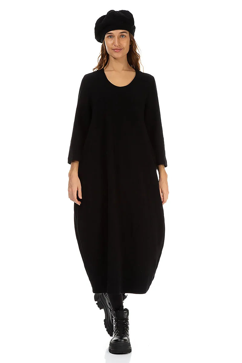 Schwarze gewellte Baskenmütze aus Baumwolle