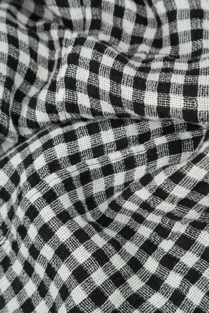 Black &amp; White Check Linen Jacket Blouse 5