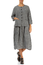 Black & White Check Linen Jacket Blouse 4