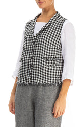 Black & White Check Linen Vest 3