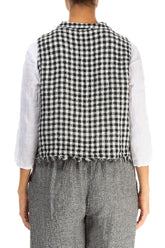 Black & White Check Linen Vest 2
