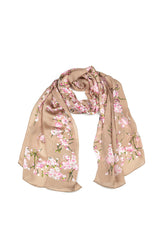 Blossom Beige Silk Scarf 4