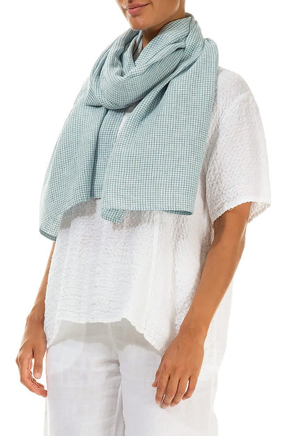 Blue Check Linen Scarf 3
