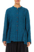 Blue Check Peplum Linen Jacket 1