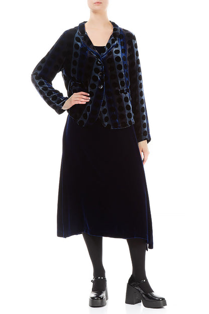 Veste en velours de soie à cercles bleus